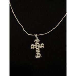 Sterling Silver Cross Pendant With Zircon Stones. .925 Silver